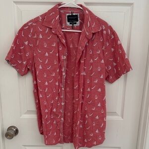 Denim & Flower Red Sailboat Print Men's Shirt